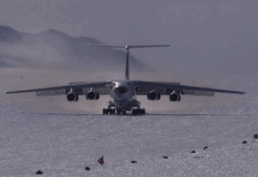 A Boeing 757 landed on the blue-ice runway in Antarctica for the first time